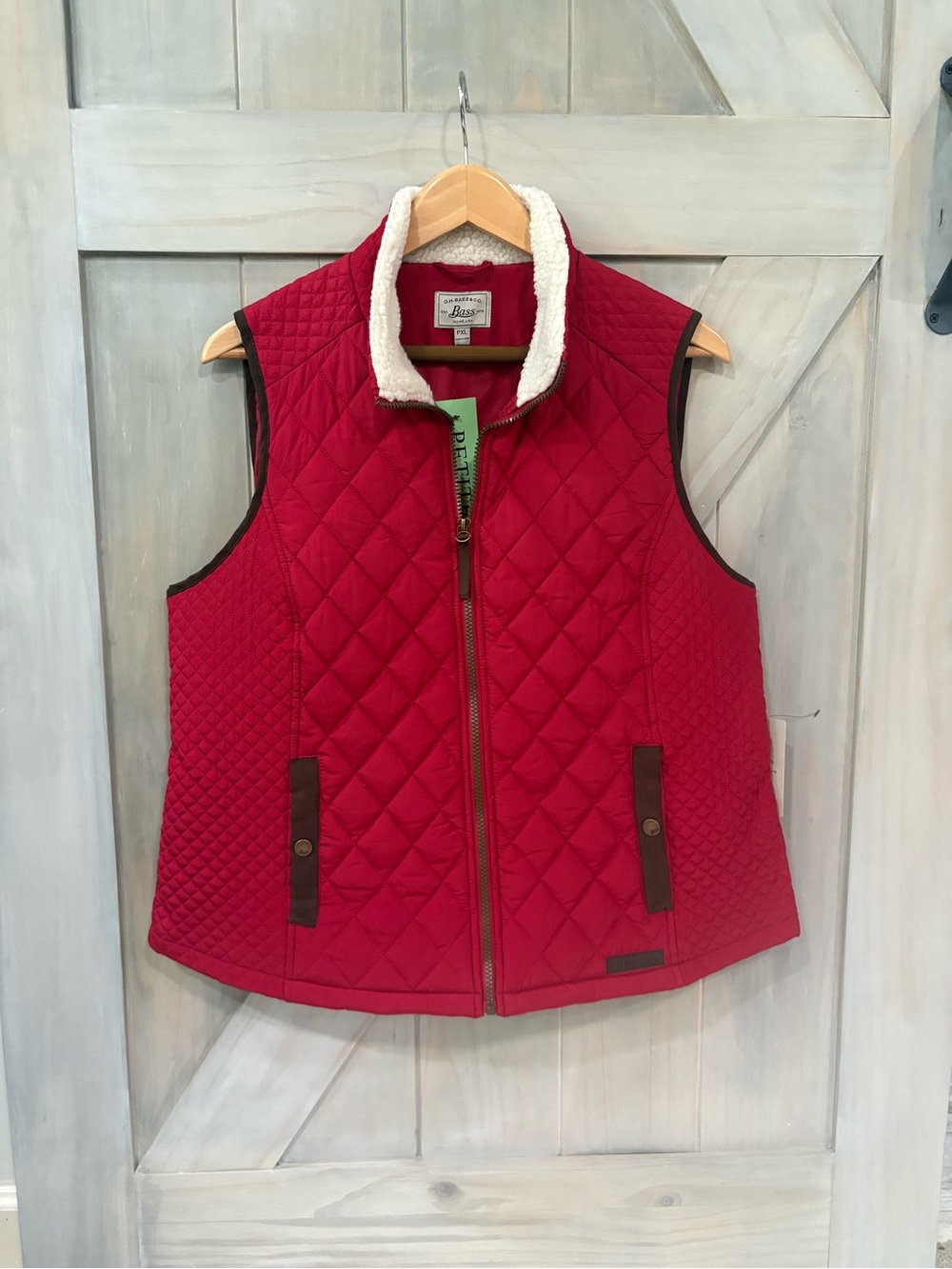 G.H. Bass & Co. Quilted Red Sherpa-Trim Vest